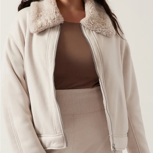 NWT Athleta Westbound Cream Sherpa Women’s Jacket Sz L - Picture 15 of 15